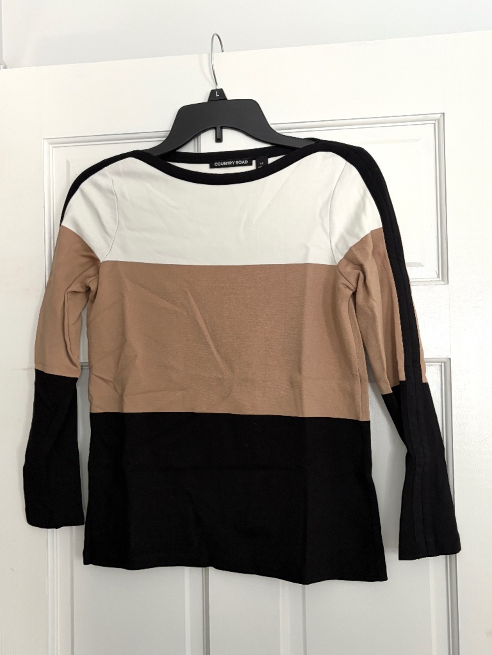 Country Road Australia Women's Long Sleeve Neutral Color Block Top Size XS
